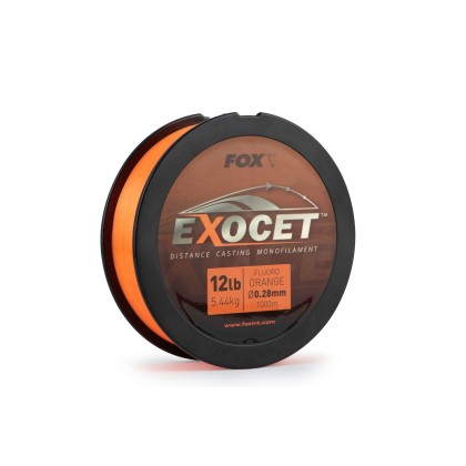 Fox EXOCET FLUORO ORANGE MONO 0.28mm 12lb / 5.5kg - Леска карповая, оранжевого цвета (1000m)
